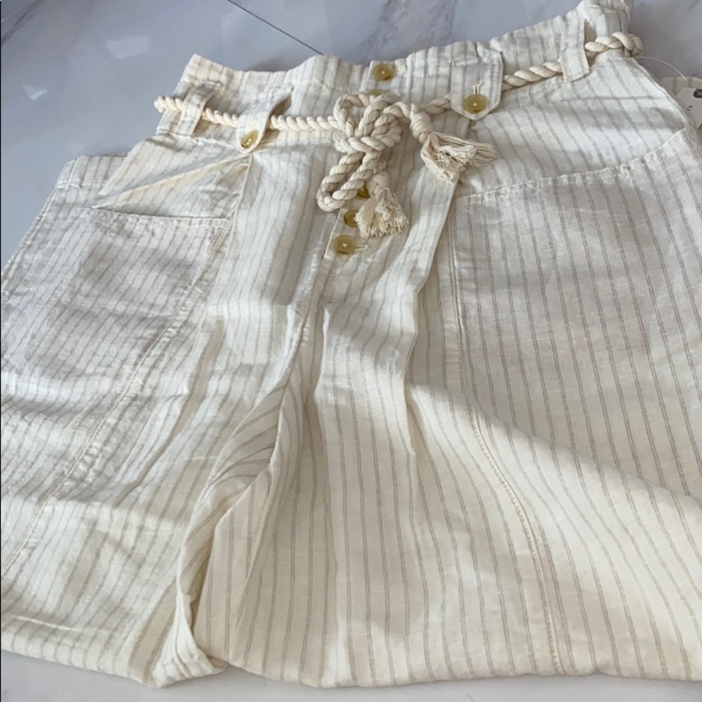 Striped paper bag waist trousers